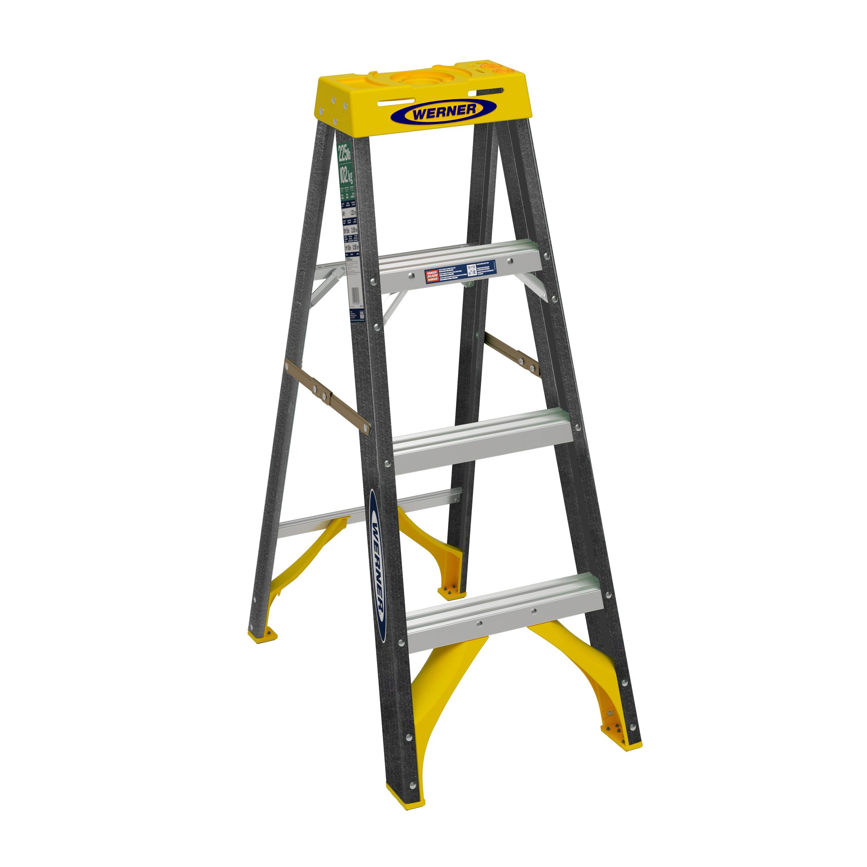 Werner FS200 Fiberglass 4-ft Type 2- 225-lb Capacity Step Ladder in Gray | FS204X9216