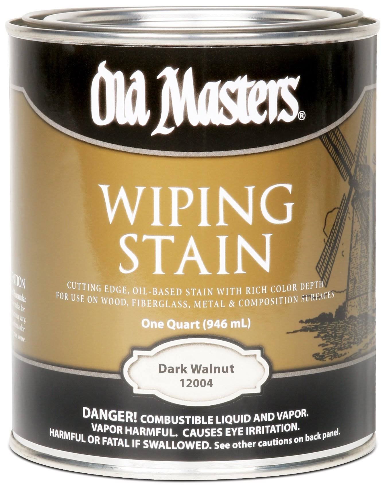 Old Masters 12004 1 Quart Dark Walnut Wiping Stain