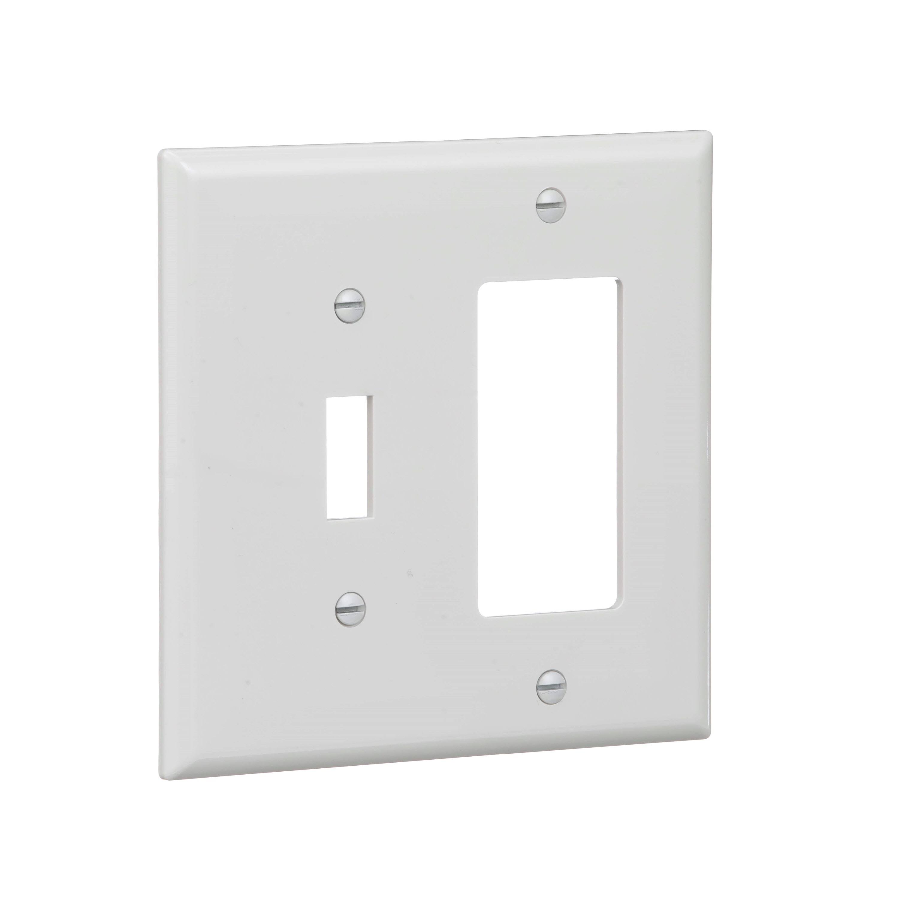 Eaton 2-Gang Midsize Toggle/Decorator Wall Plate, White | PJ126W-F-LW