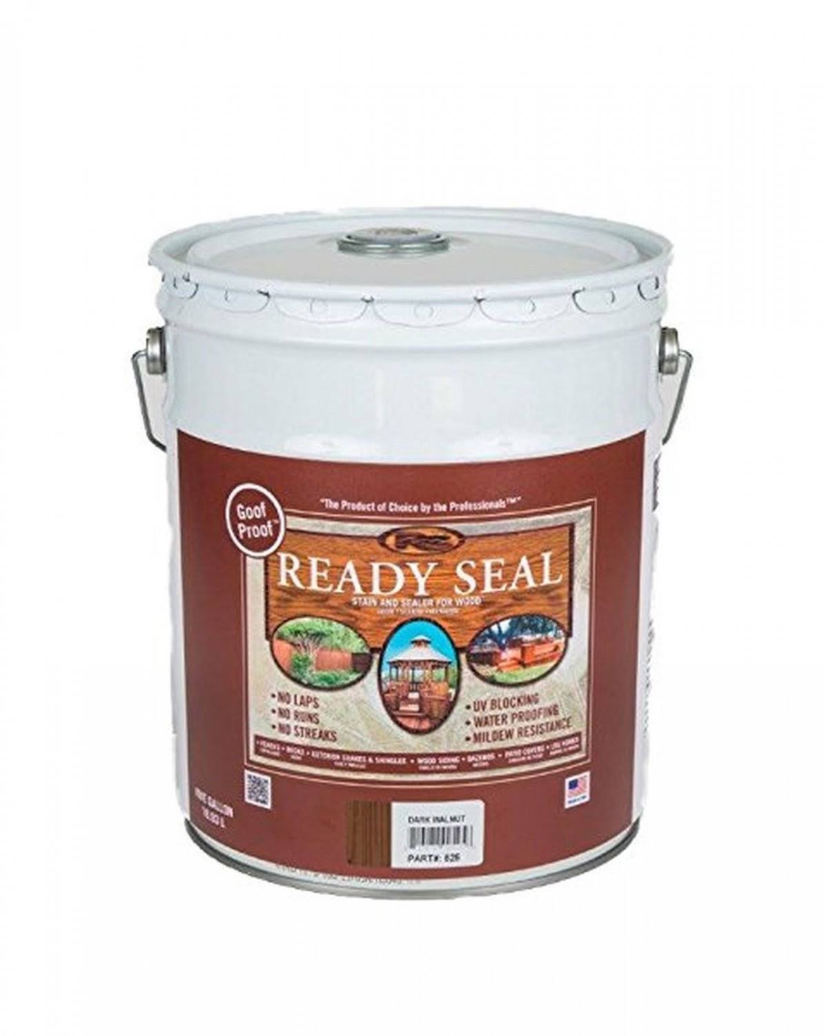 Ready Seal 525 Exterior Wood Stain and Sealer, Dark Walnut- 5 gal bucket