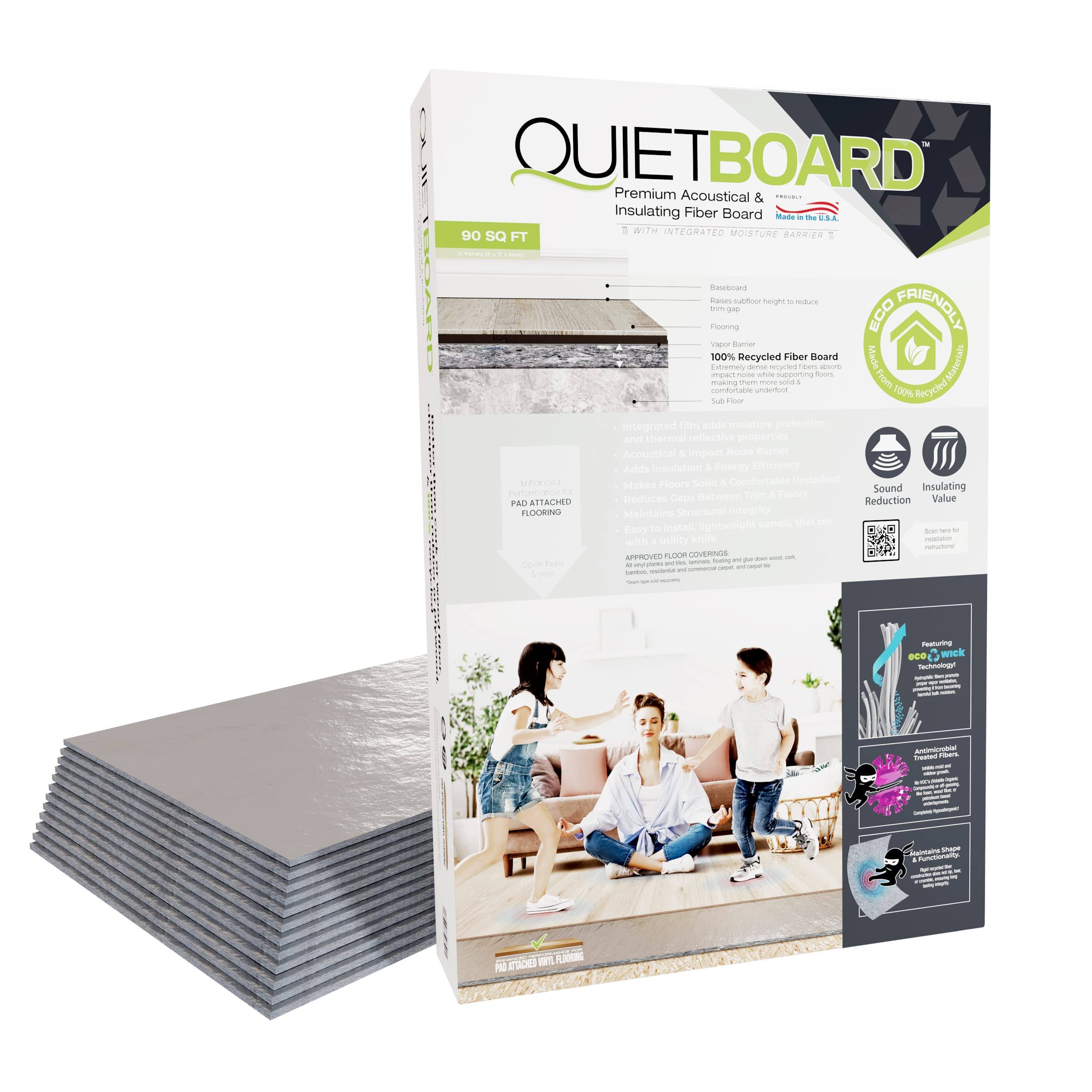 QuietBoard 90 Sq. ft. 2 ft. x 3 ft. Premium Acoustical and Insulating Fiber Floor Underlayment with Integrated Moisture Barrier