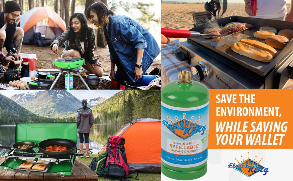 Flameking Propane Cylinder, Refillable, 16.4 Ounce