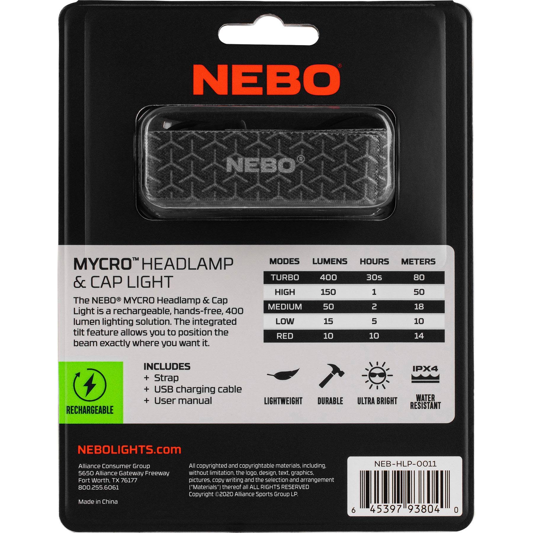 Nebo Mycro Headlamp & Cap Light- Rechargeable