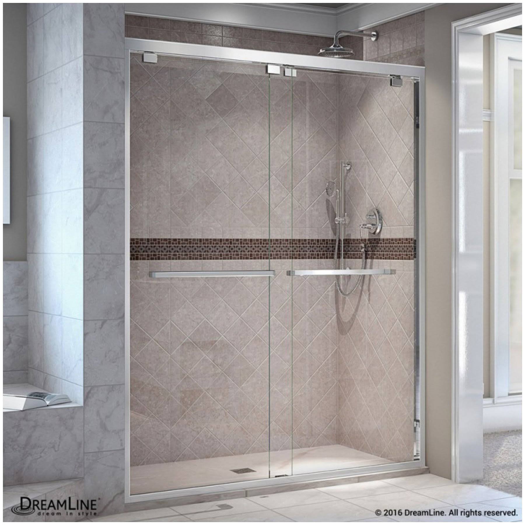 DreamLine SHDR-1648760-04 Encore 44-48 in. W x 76 in. H Semi-Frameless Bypass Sliding Shower Door Brushed Nickel