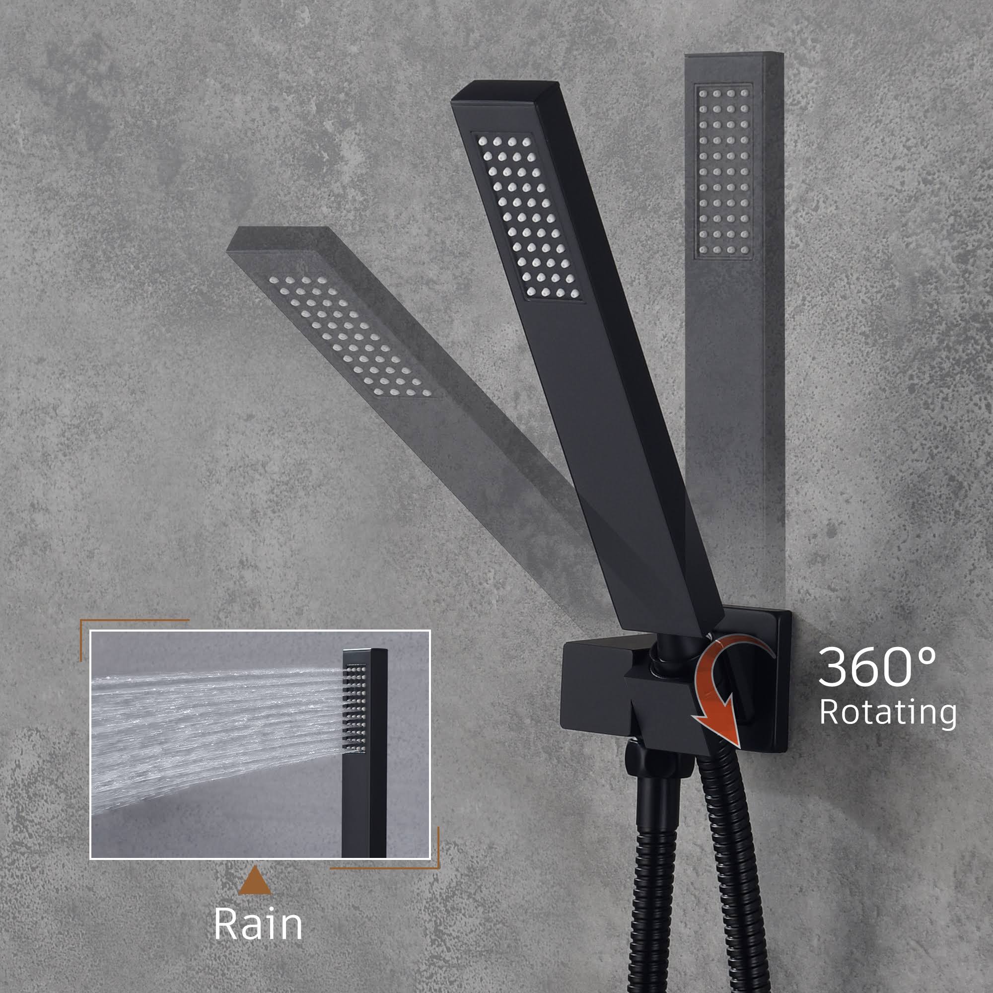 CASAINC M6630-A-22-MB Luxury Complete Shower System with Rough-In Valve Finish: Matte Black