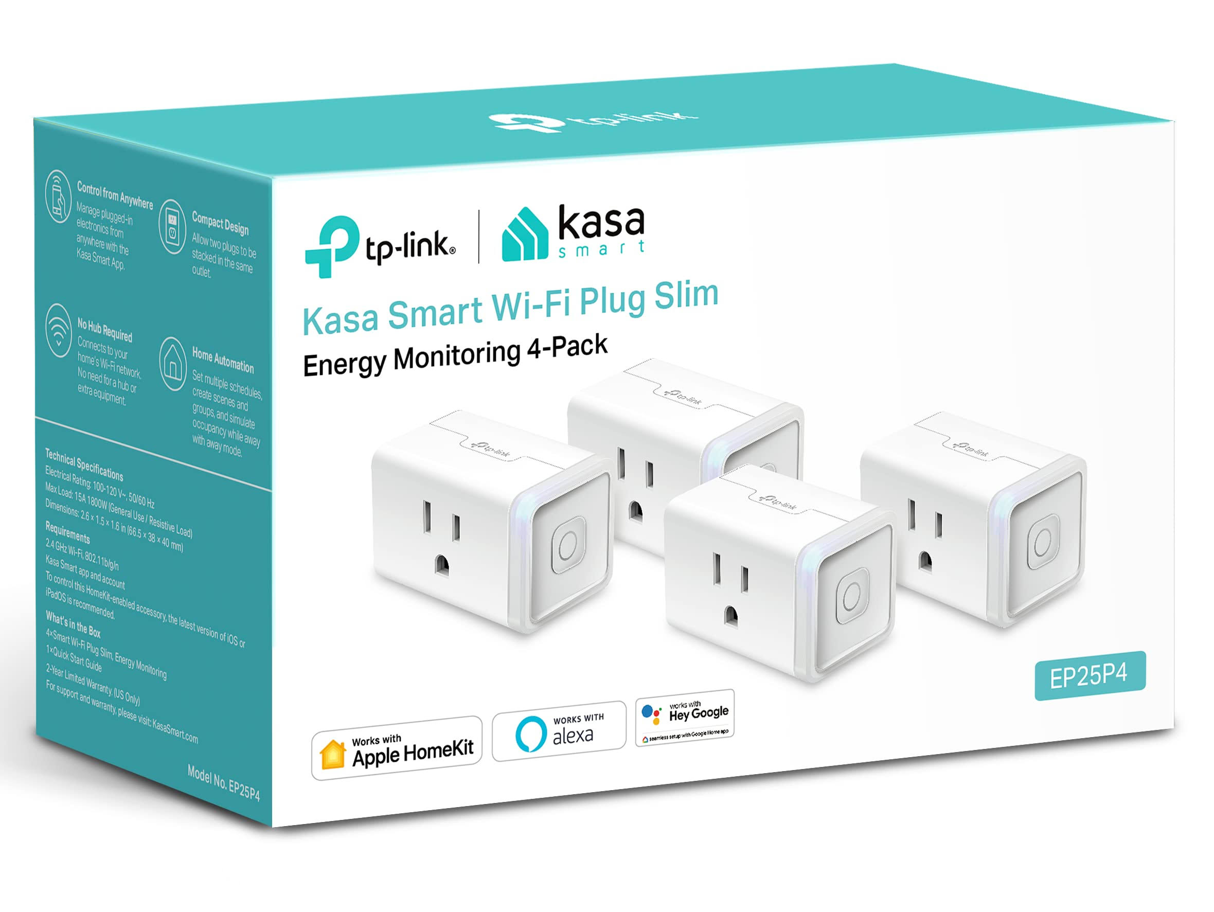 TP-Link EP25P4- 4-Pack- Kasa Smart Plug Mini 15A