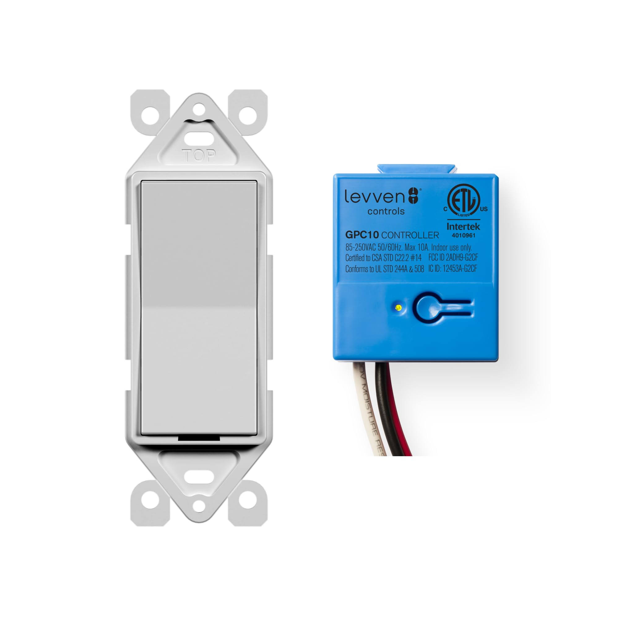 Levven Single-Pole On/Off Wireless Switch Kit- Decora Style Switch, Wireless Power Control Kit- Add A Switch Anywhere