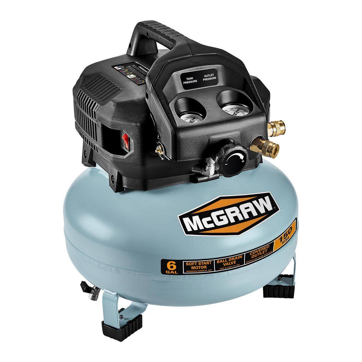 Mcgraw 6 Gallon 0.8 HP 150 PSI Oil Free Pancake Air Compressor