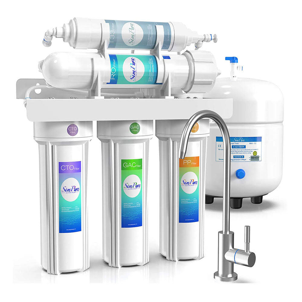 Simpure Water Filter System, 5 Stage Reverse Osmosis, TDS Reduction 100gpd Under Sink Water Filtration RO System, BPA Free, Size: 100 GDP