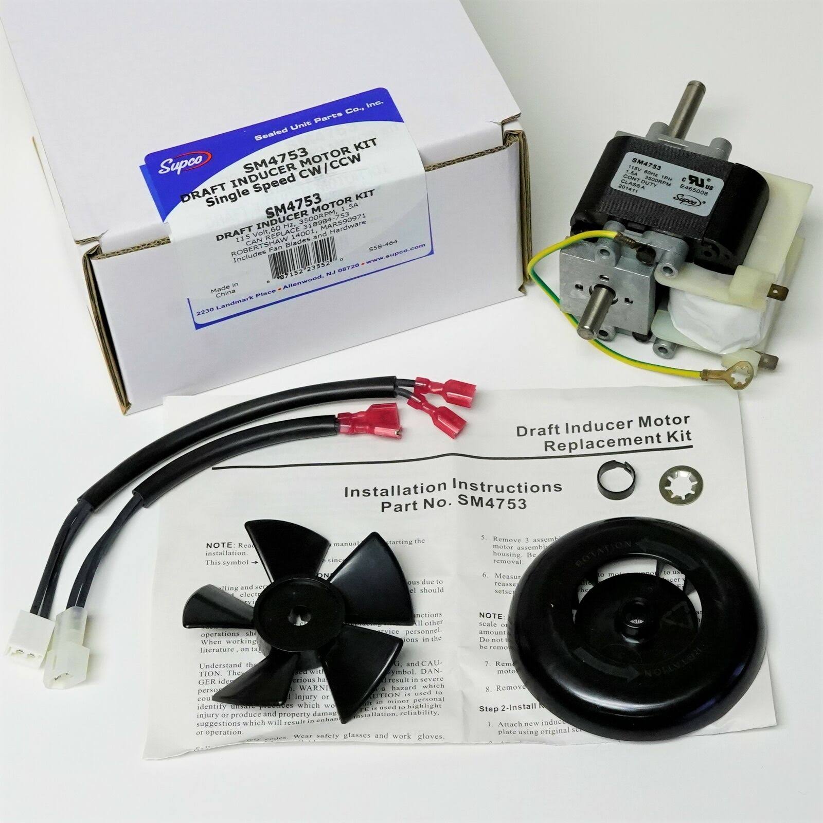 Supco SM4753 Draft Inducer Furnace Blower Motor for Carrier 318984-753