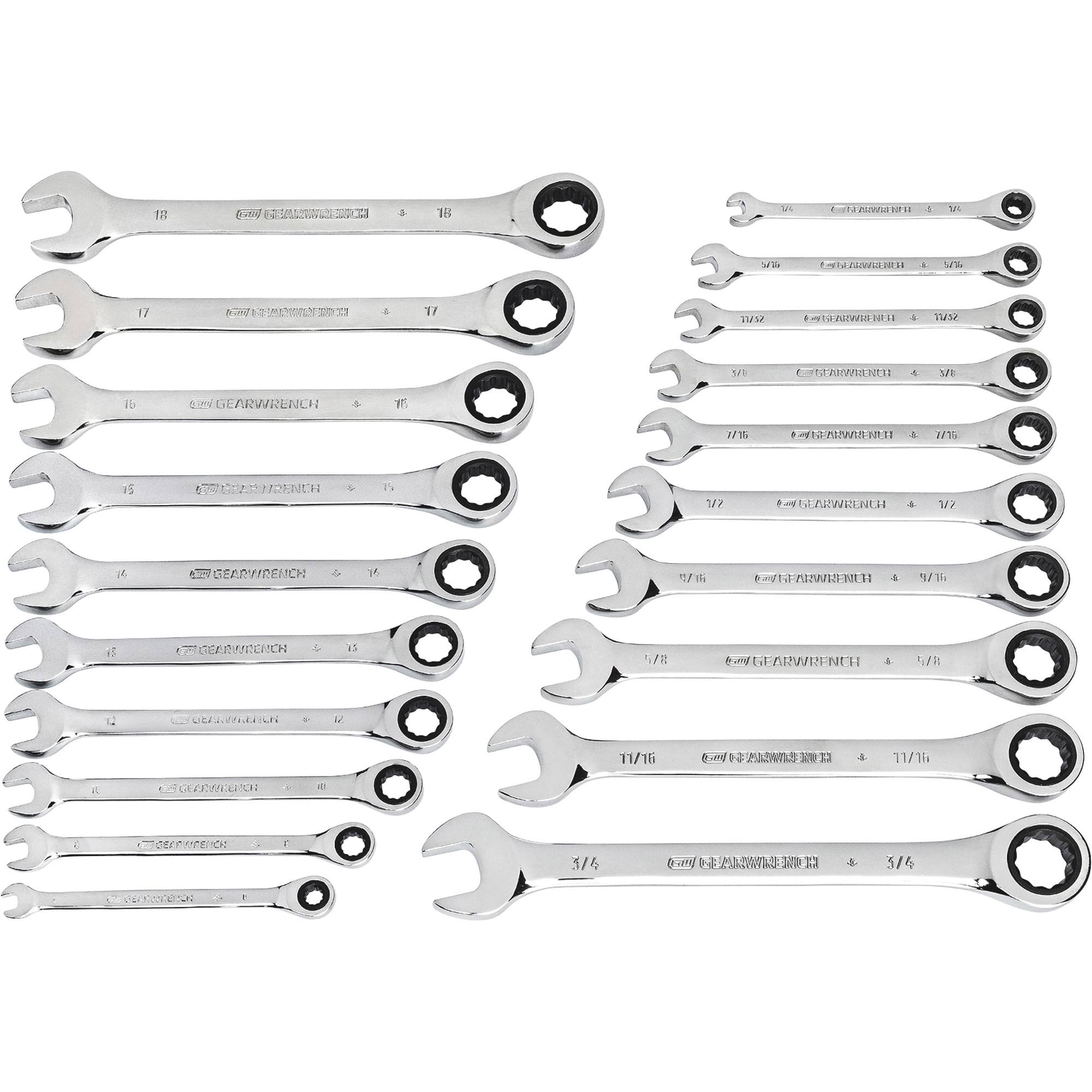 GearWrench SAE/Metric Ratcheting Wrench 20 Piece Set 35720-06