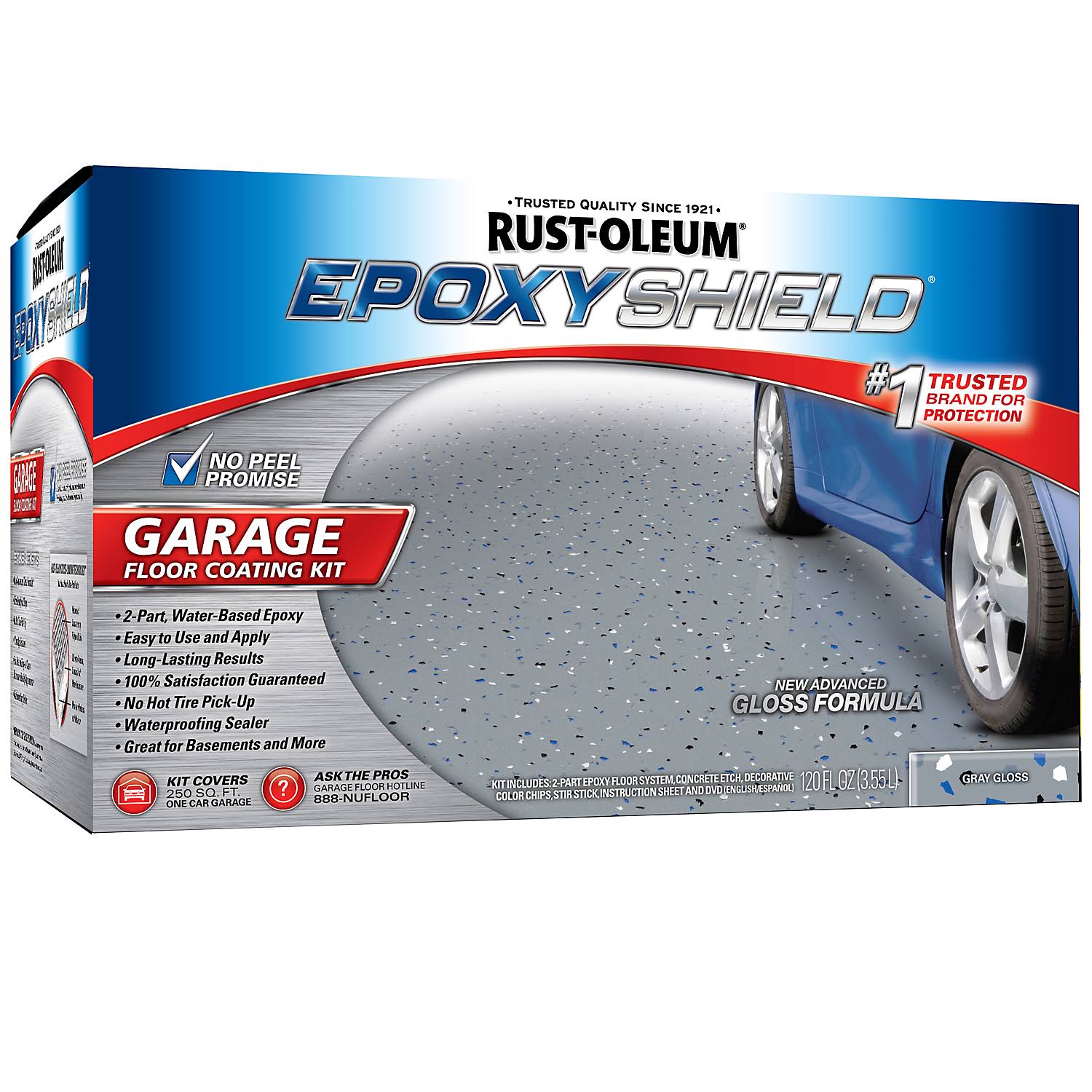 Rust-Oleum 251965 Epoxy Shield Garage Floor Coating, Gray- 120 fl oz