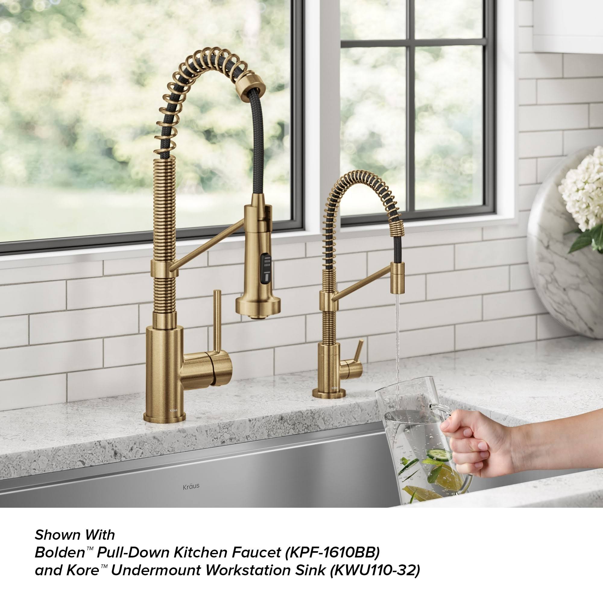 Kraus FF-104BB Bolden Single Handle Drinking Water Filter Faucet for Reverse Osmosis or Water Filtration System Brushed Brass