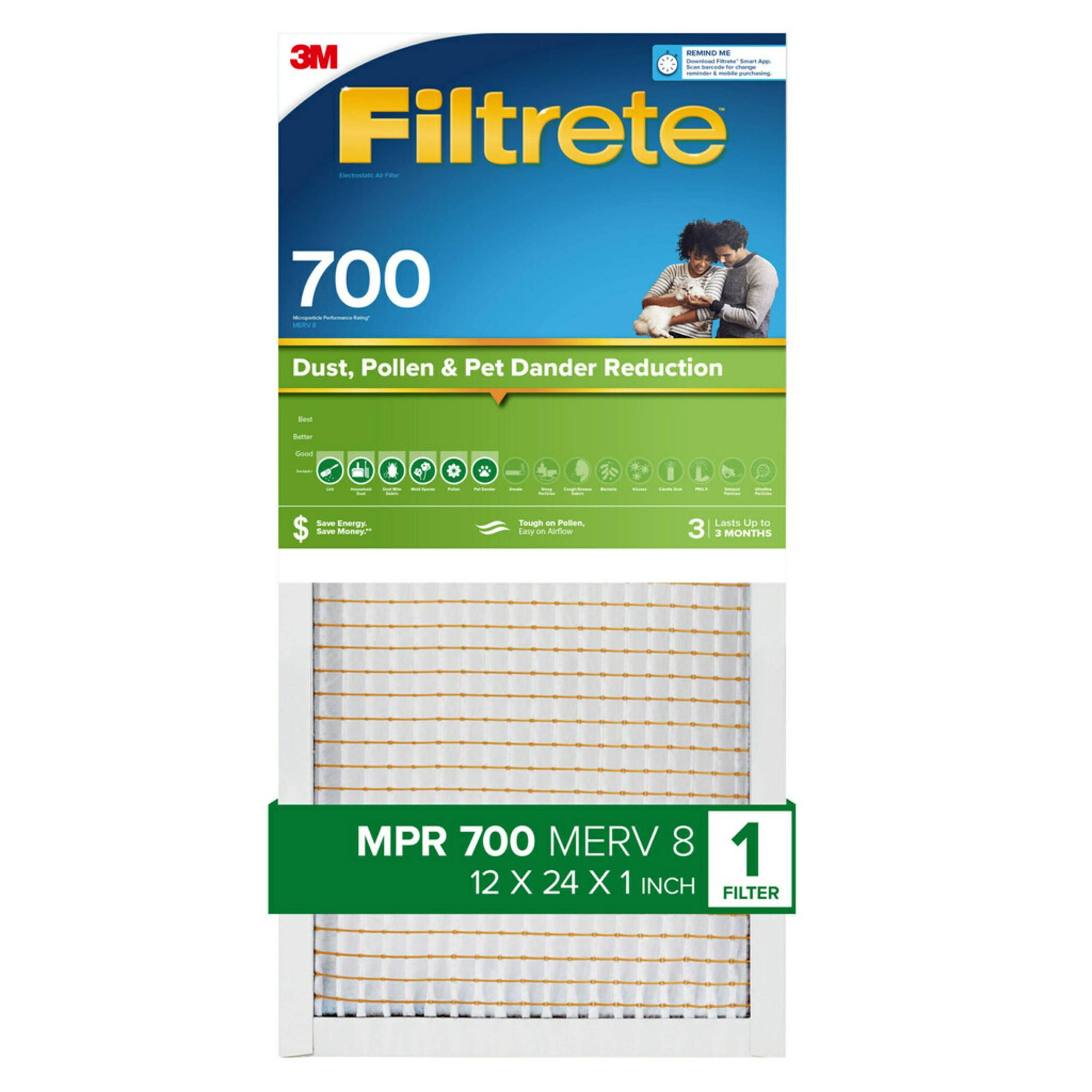 Filtrete 700 MPR Dust Pollen & Pet Dander Electrostatic Air Filter- 14 x 25 in