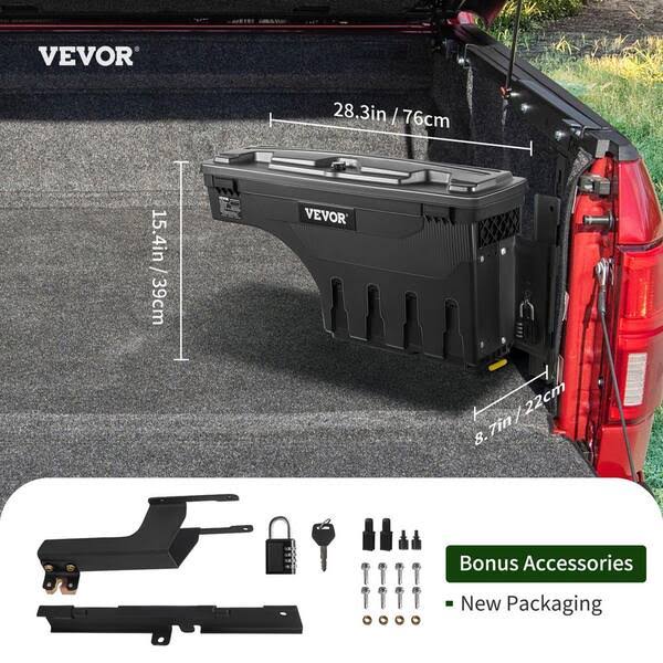 VEVOR Truck Bed Storage Box, Fits 2015-2020 Ford F150, Driver Side, Lockable Lid, Waterproof PA6 Wheel Well Tool Box 6.6 Gal/2
