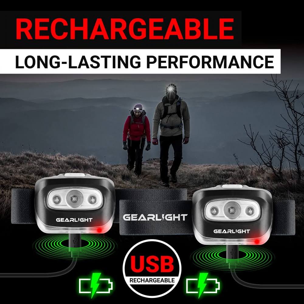 GearLight USB Rechargeable Headlamp Flashlight- S500 Running, Camping, and Outdoor LED Headlight Headlamps- Head Lamp Light