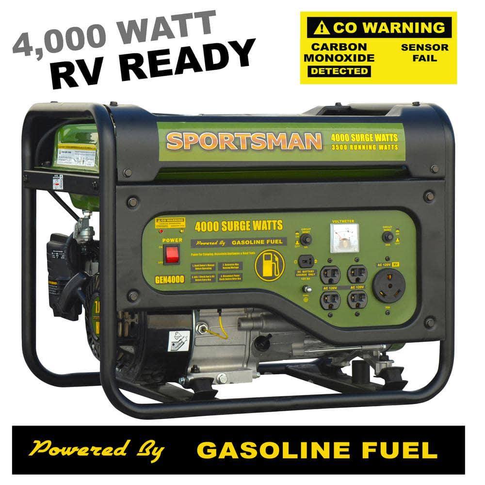 Sportsman 4,000-Watt/3,500-Watt Recoil Start Gasoline Powered Portable Generator with RV Outlet, Co Detector and Auto-Shutoff