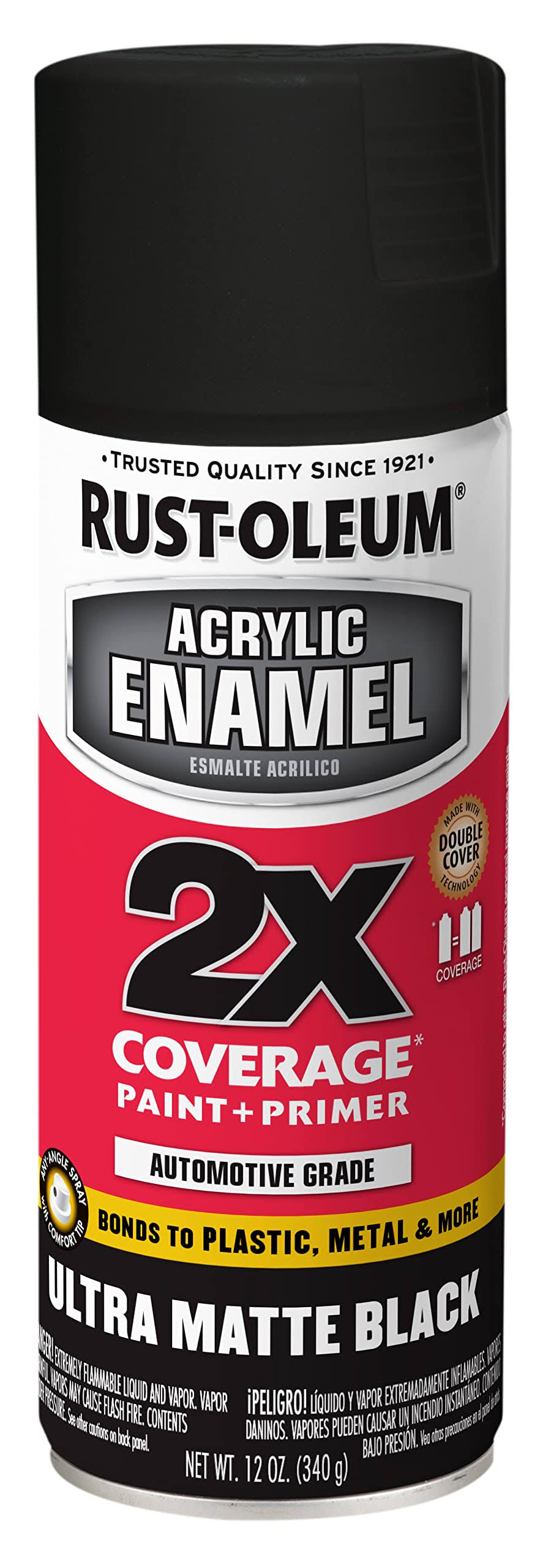 Rust-Oleum Acrylic Enamel 2x Spray Paint- Ultra Matte Black- 12 oz.