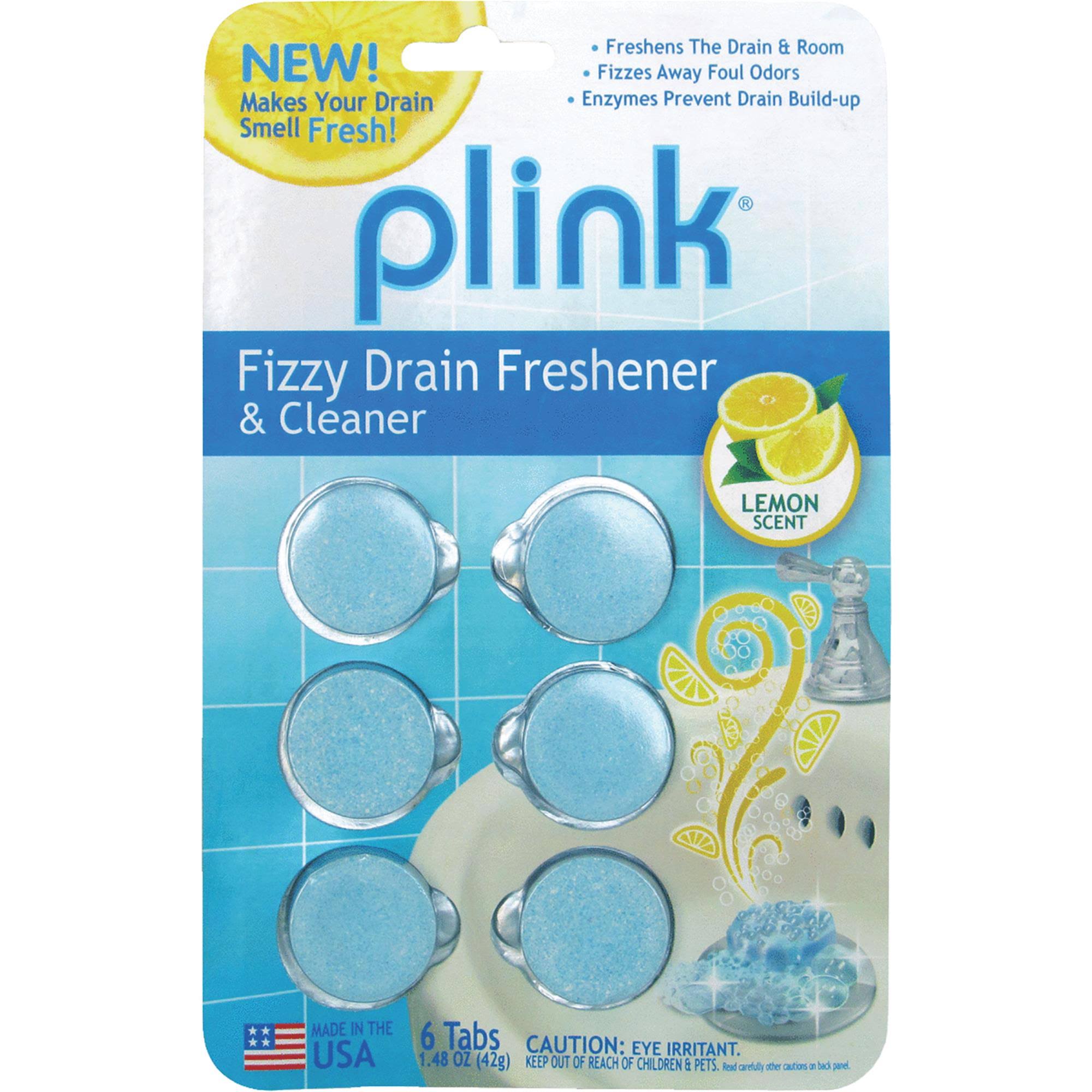 Plink Freshener & Cleaner, Fizzy Drain, Fresh Lemon- 6 pack, 1.37 oz