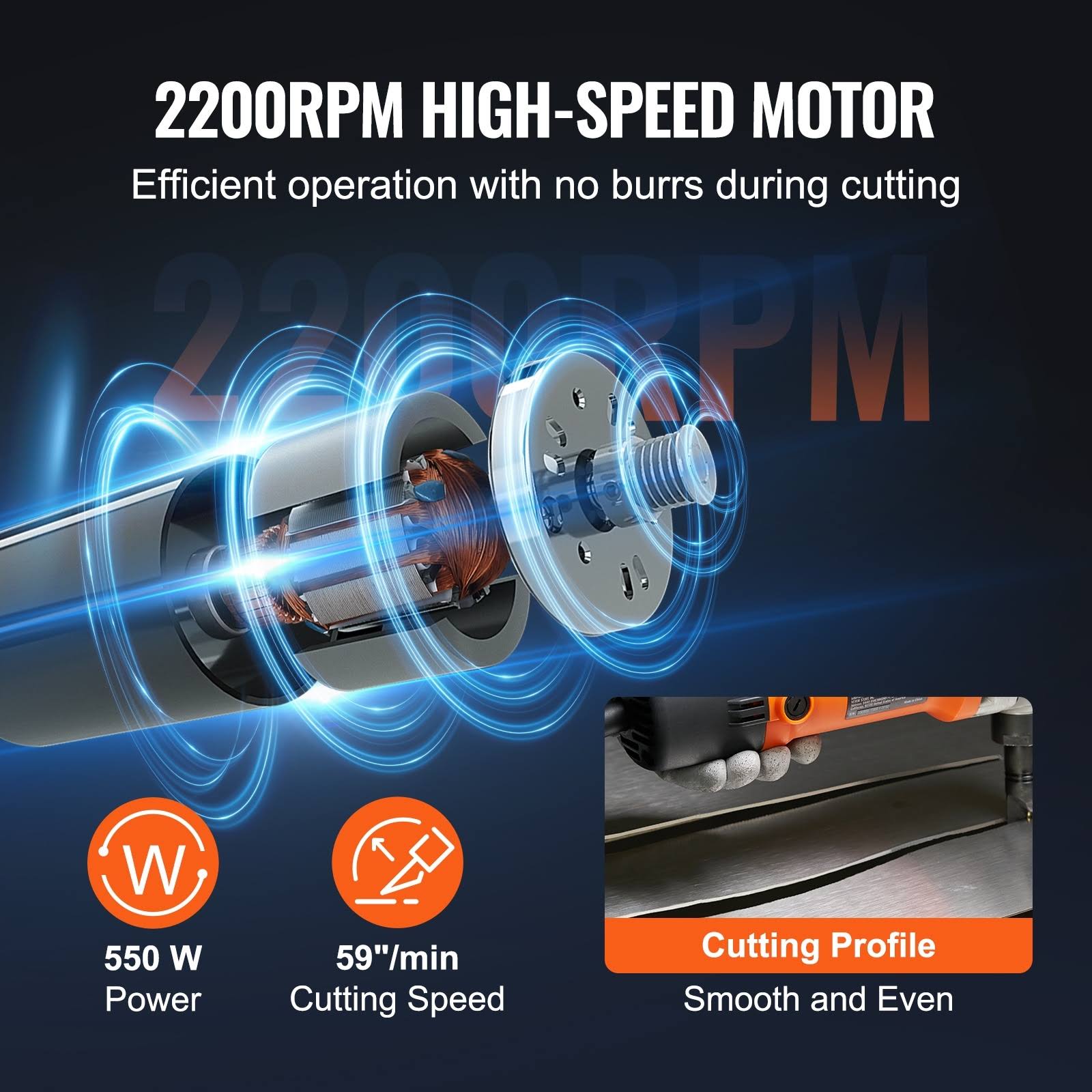 VEVOR Sheet Metal Nibbler 550W Powerful 2200 RPM High Speed 360 Degree Rotation Electric Nibbler Metal Cutter Straight Curve and Circle Cutting for