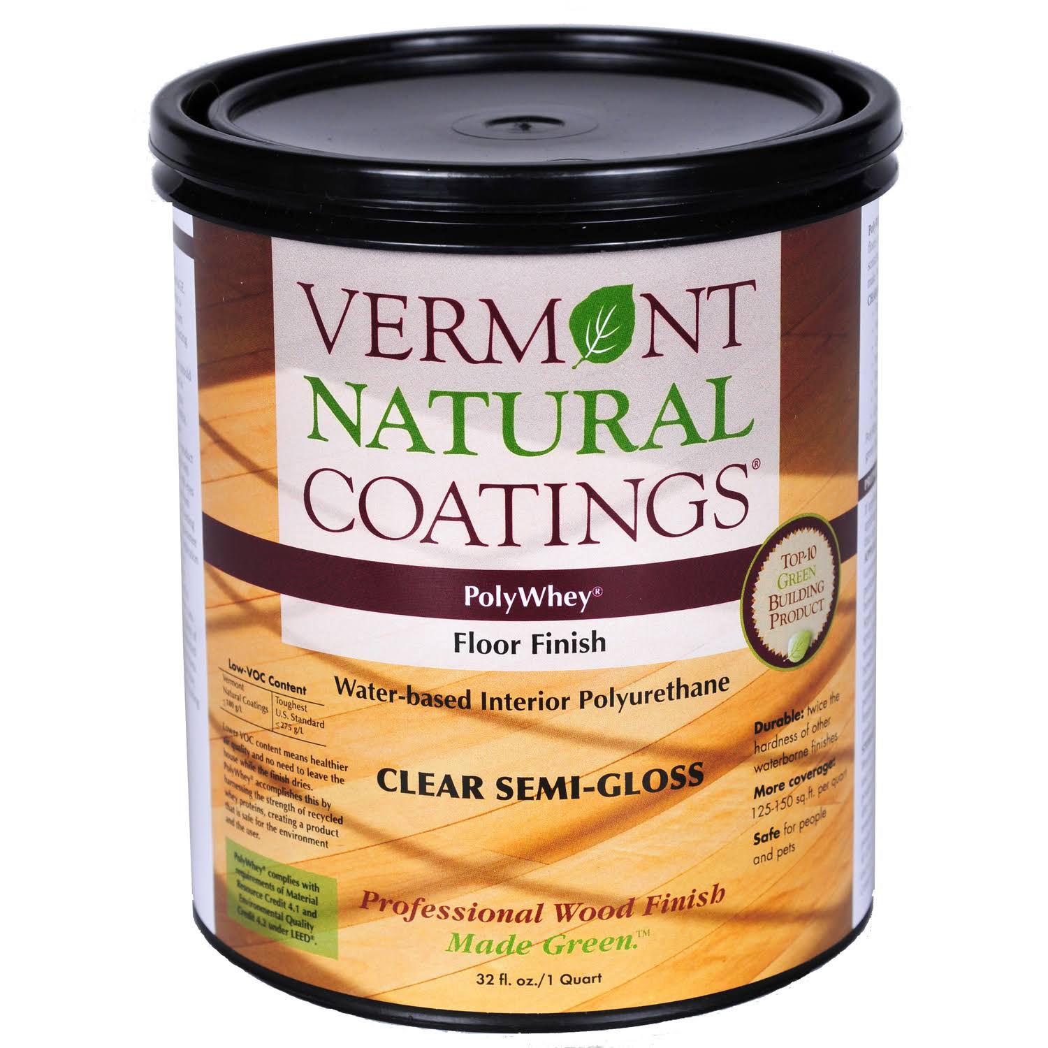 Vermont Natural Coatings 1 qt. PolyWhey Semi-Gloss Clear Water Based Floor Finish | 1837509