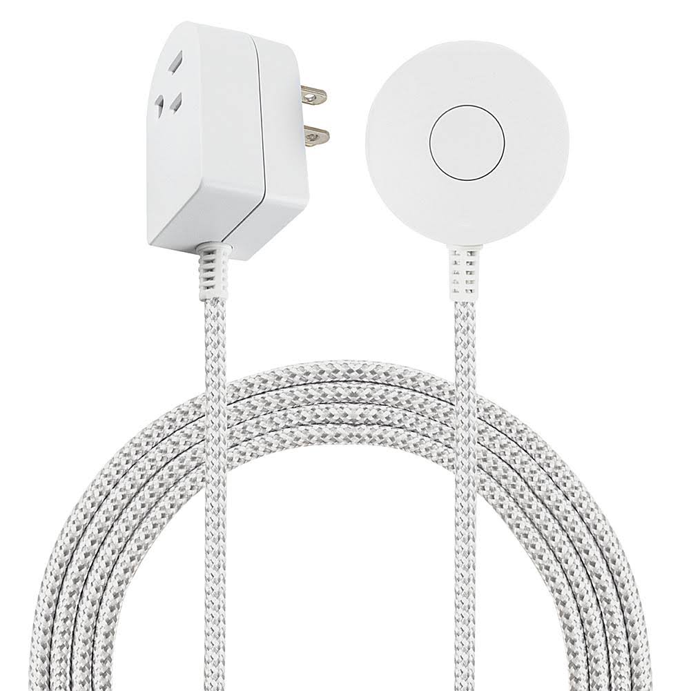 Cordinate 2-Pack Table Top Switch with Braided 6' Cord and 1 Outlet- White