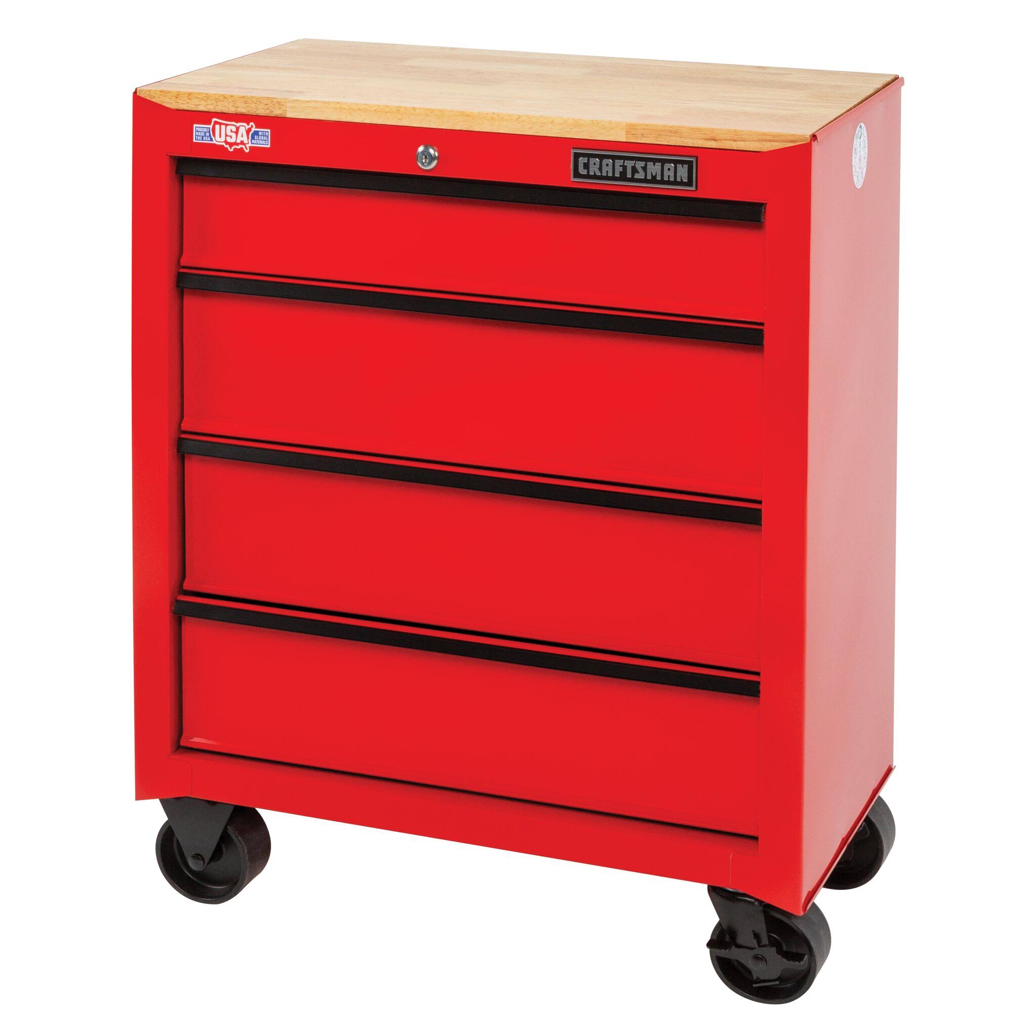 Craftsman 26.2-in L x 32.5-in H 4-Drawers Rolling Red Wood Work Bench | CMST22264RD