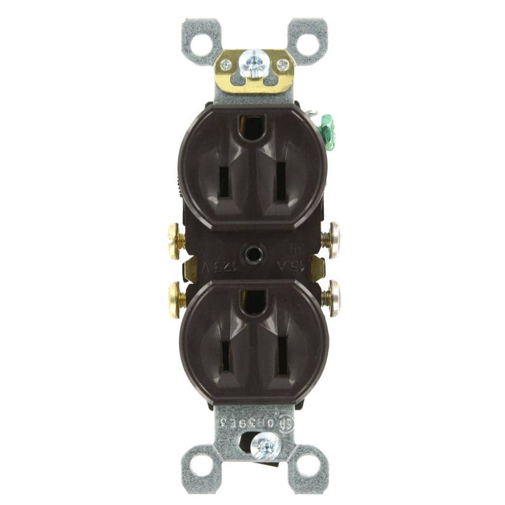 Leviton 5320-S Residential Grade Duplex Receptacle, 15 Amp, 125 Volt, Brown