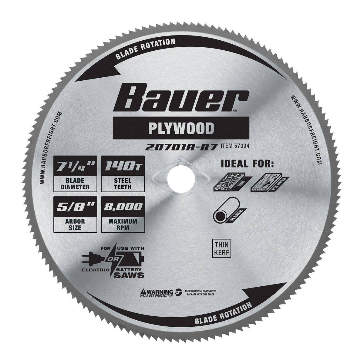 Bauer 7-1/4 in., 140T Plywood Circular Saw Blade 57094
