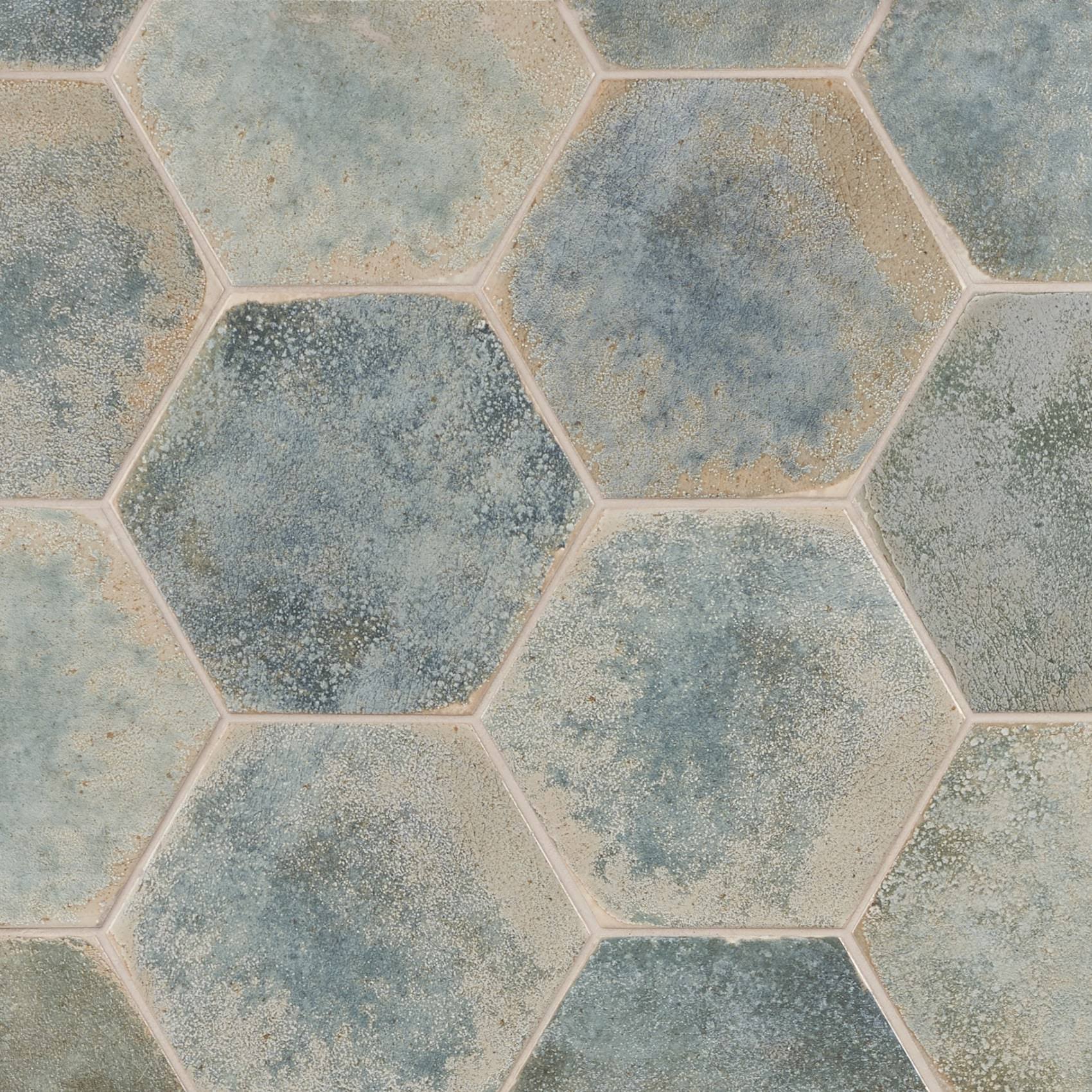 Mandalay Hex 9.13 in. x 10.51 in. Polished Concrete Look Porcelain Floor and Wall Tile Ivy Hill Tile Color: Green