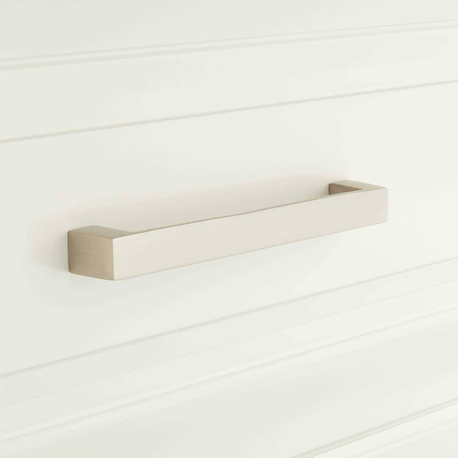 Signature Hardware 946449-12 Gebara 12 inch Center to Center Handle Cabinet Pull Brushed Nickel Cabinet Hardware Pulls Handle 44