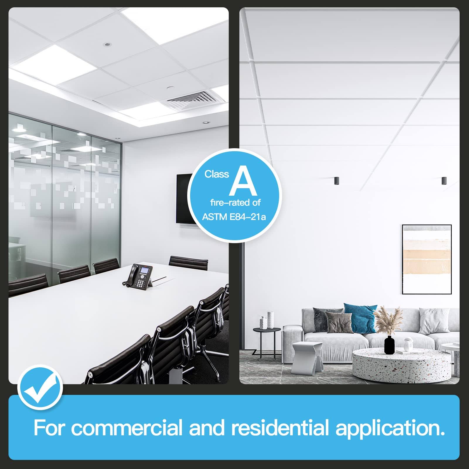 Art3d 10-Pack Smooth Drop Ceiling Tile 2ft x 4ft- Fire-Rated, Waterproof, Reusable- Premium PVC, No Sag and Breakage- Cover 80 Sq. ft, White