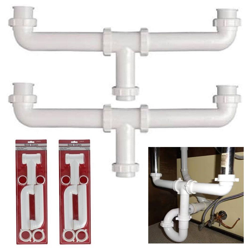 2 Pk Sink Drain Center White Polypro 1.5