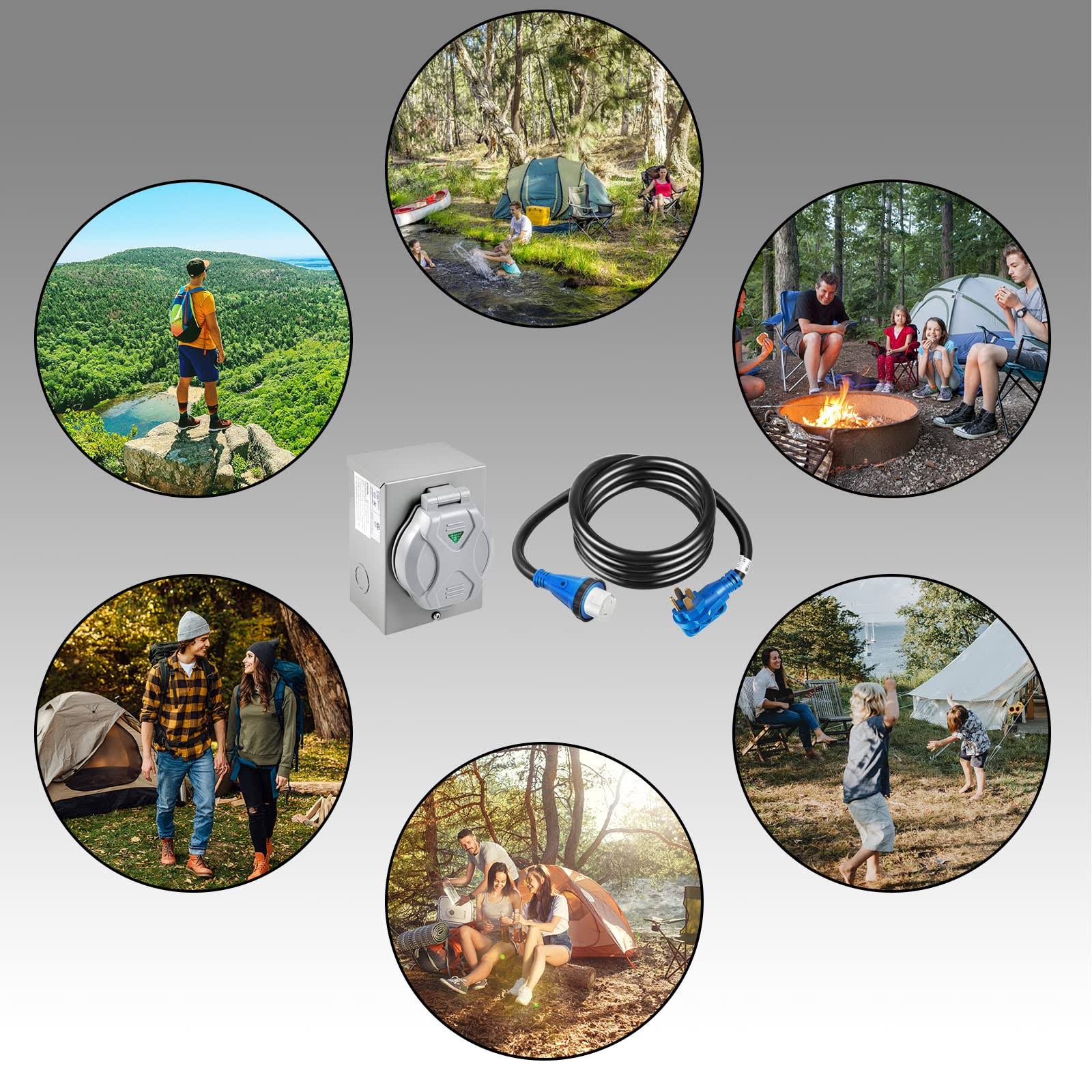 Gloppers 50 Amp Generator Cord and Power Inlet Box,50 Amp Generator Cords 25Ft,125V250V Generator Power Cord Nema14-50Pss2-50R Twist Lock