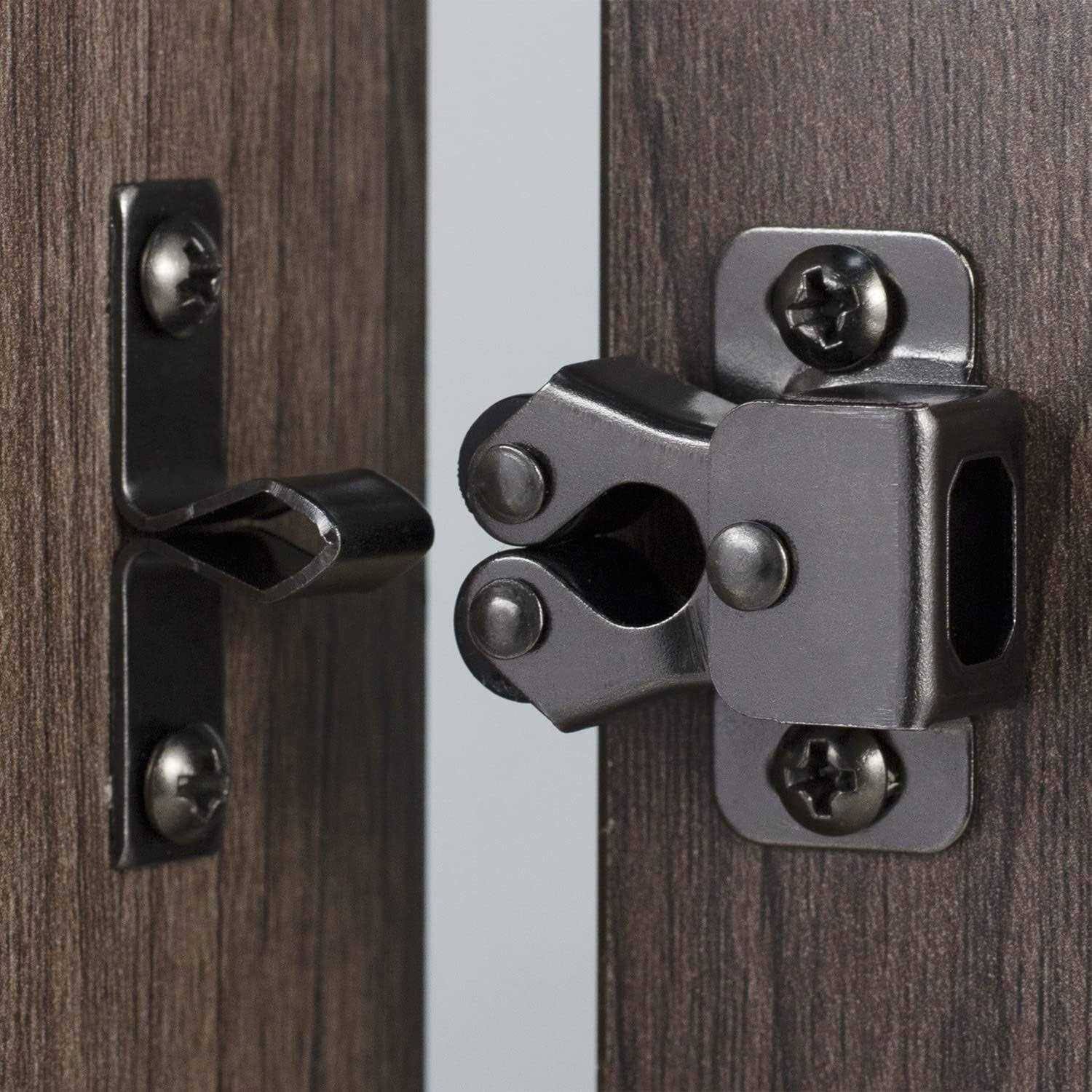 Keenkee 2 Pcs Cabinet Latch Double Roller Catch Hardware for Cupboard Closet Cabinet Door Latches and Catches, Black Nickel
