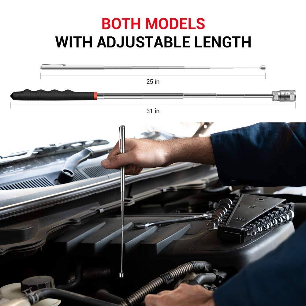 HELEMAN Magnetic Pickup Tools Gifts for Men- 2 Pcs Christmas Stocking Stuffers for Men Dad Birthday LED Telescoping Pick Up Tool Set Strong Magnet Fo