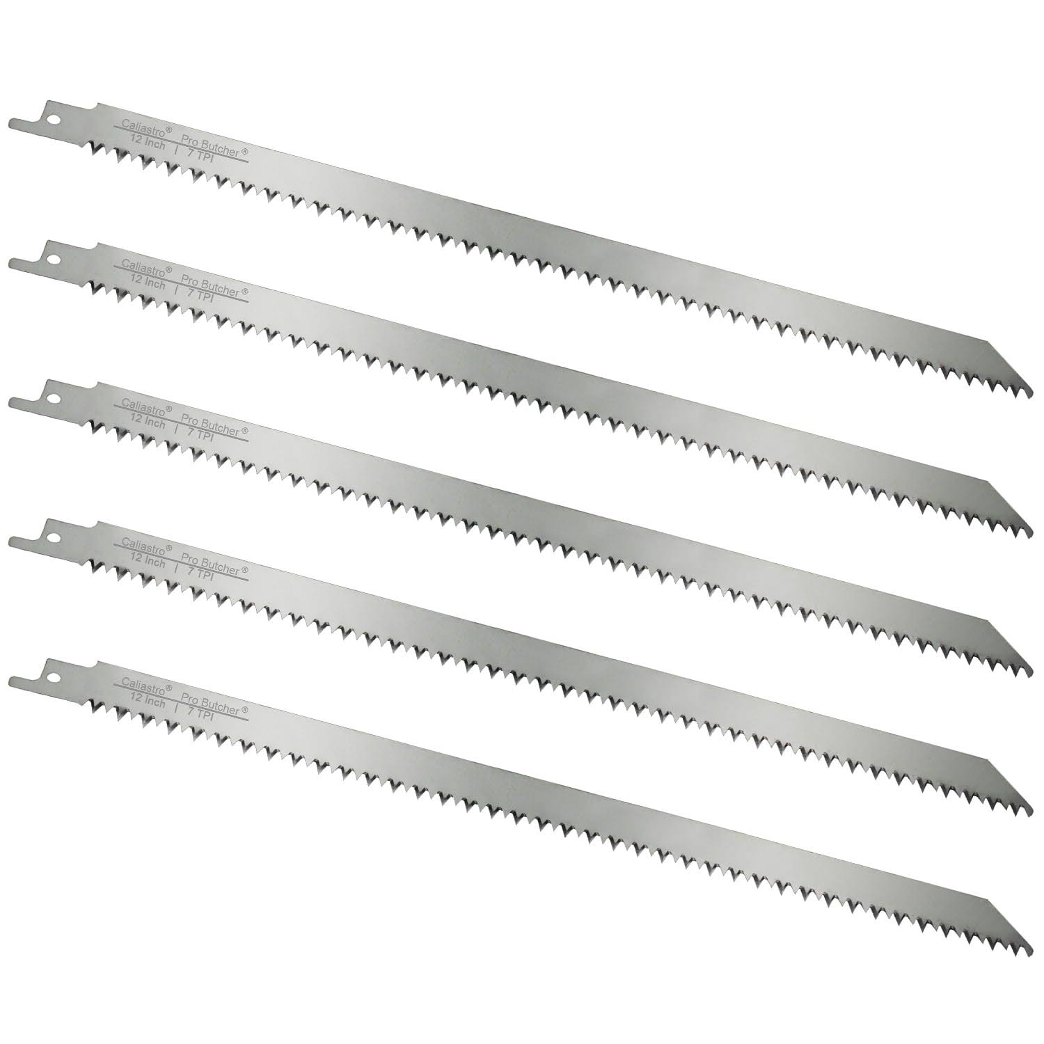 12-Inch Stainless Steel Frozen Meat Bone Cutting Saw Blades for Reciprocating and Sawzall Saws- 5 Pack- Caliastro