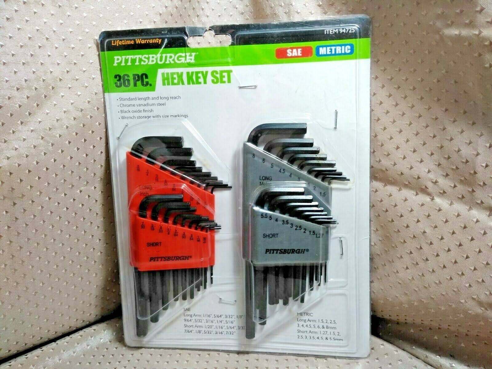 Pittsburgh SAE & Metric Long Reach Hex Key Set, 36 Piece