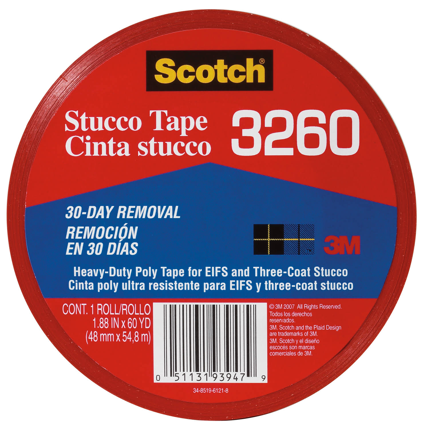 3M Scotch Heavy-Duty Poly Stucco Tape, 1.88