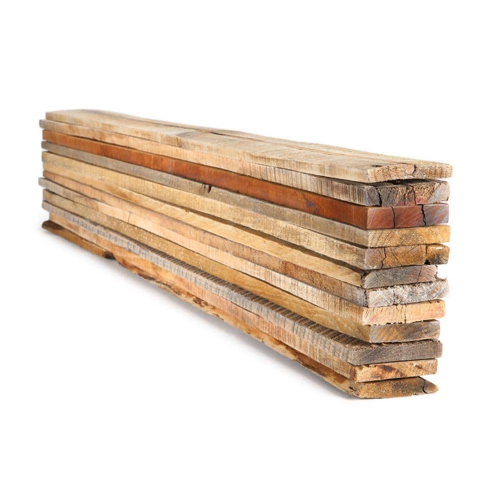 Dimensions 1 in. x 3 in. x 40 in. Reclaimed Pallet Boards (12 Pack)