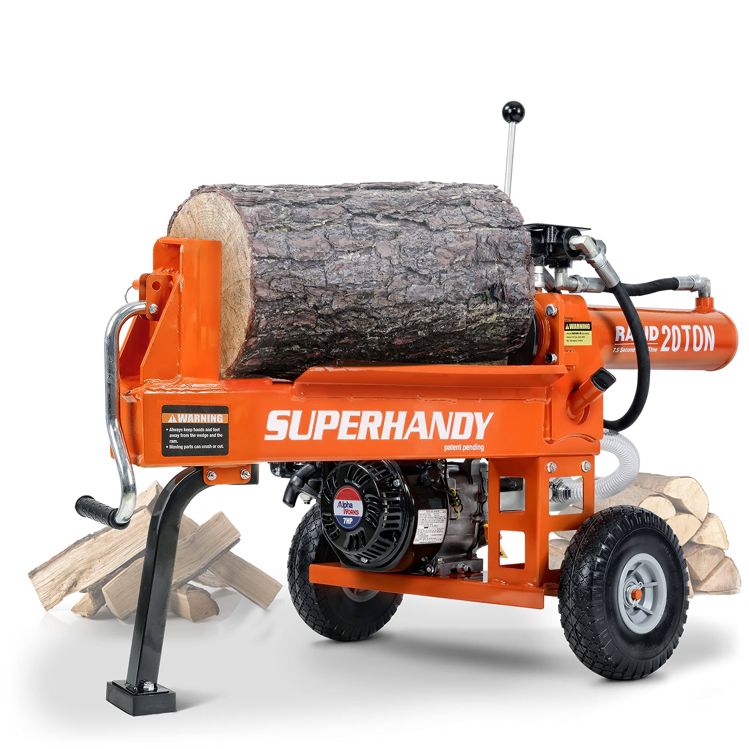 SuperHandy Portable 20 Ton Log Splitter- GAS Powered 7HP Engine