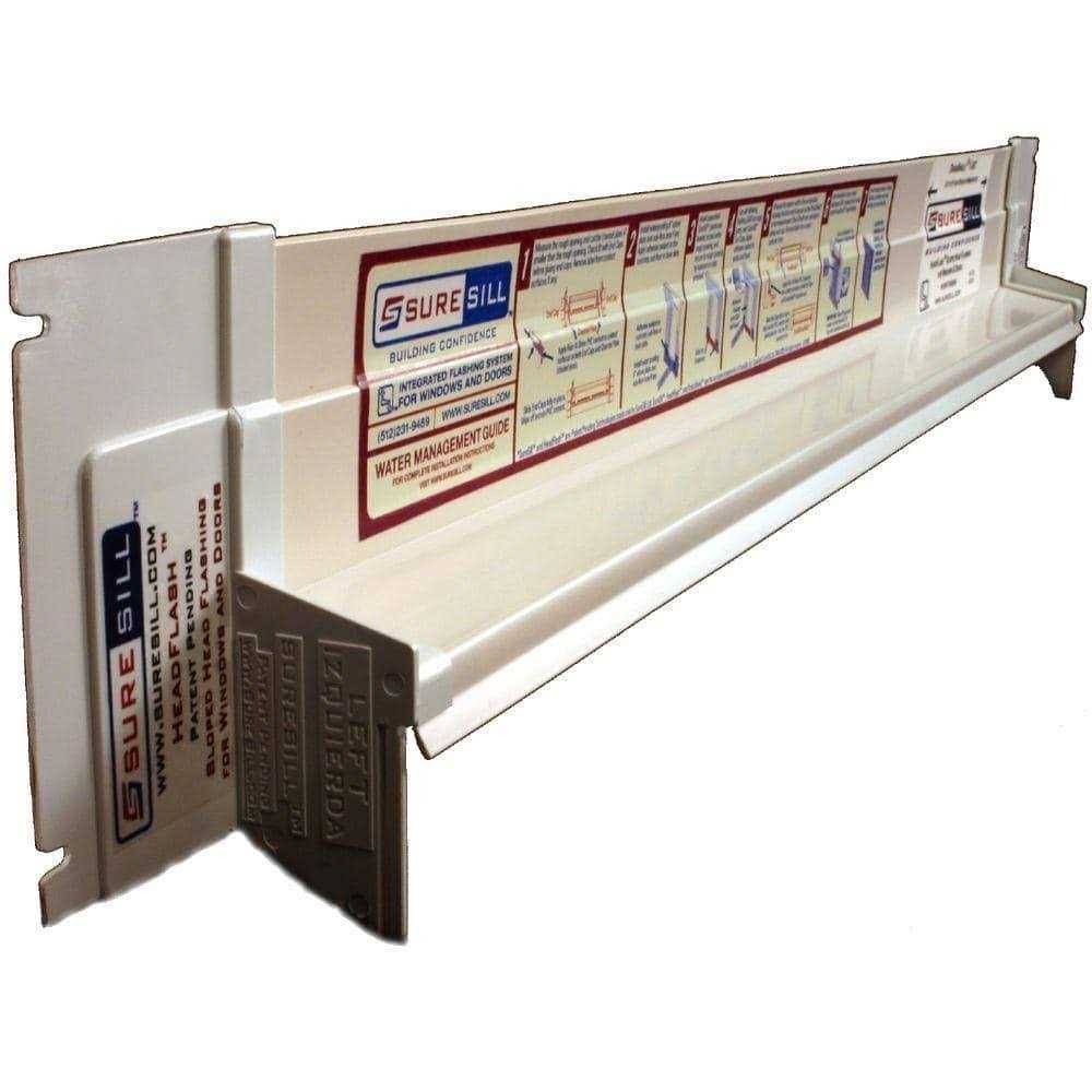 SureSill 1-3/8 in. x 124 in. White PVC Sloped Head Flashing for Door and Window Installation and Flashing
