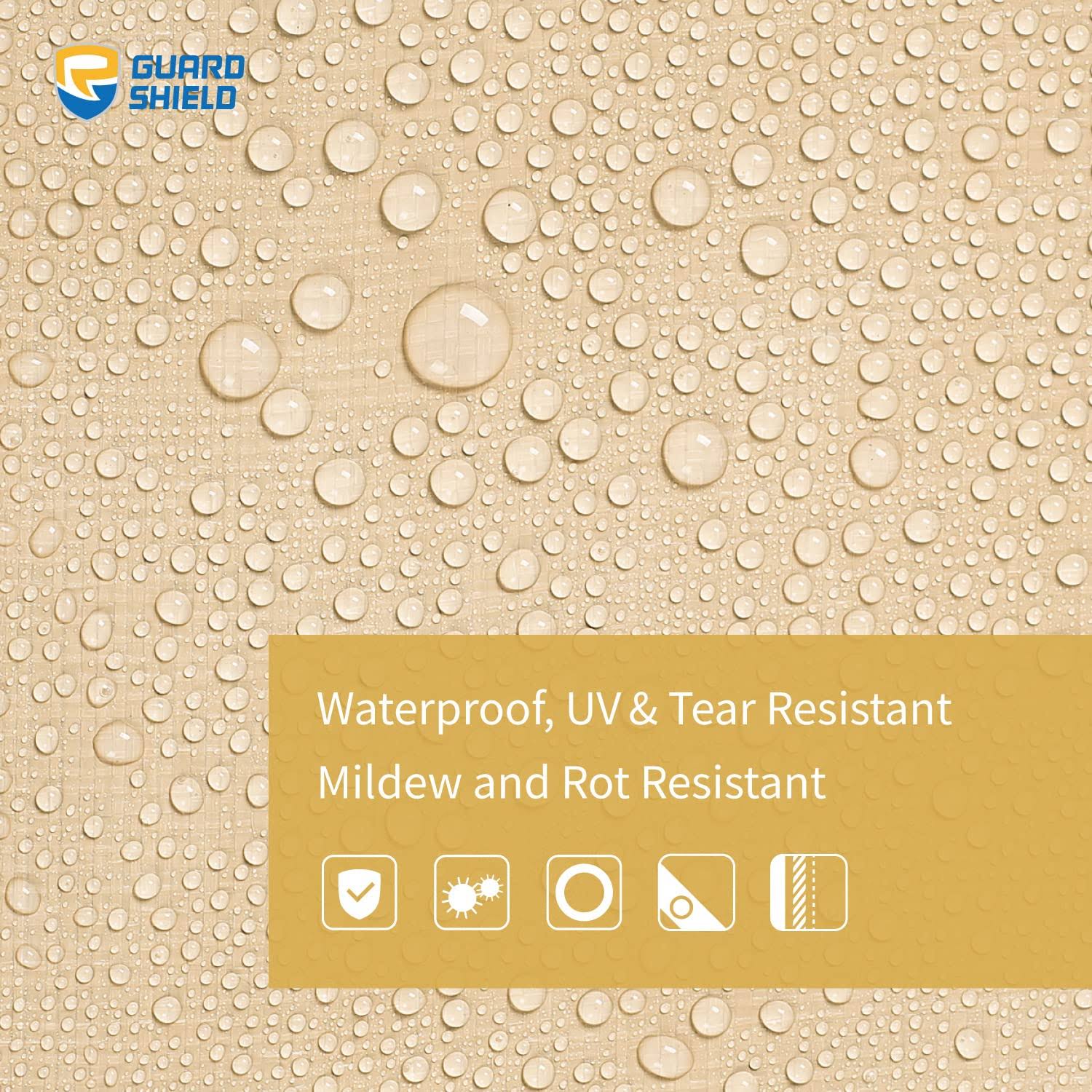 Guard Shield Beige Tarp Heavy Duty Waterproof 12x16 Feet Outdoor Poly Tarps Cover Thick UV Resistant Canopy Tarpaulin with Gromm