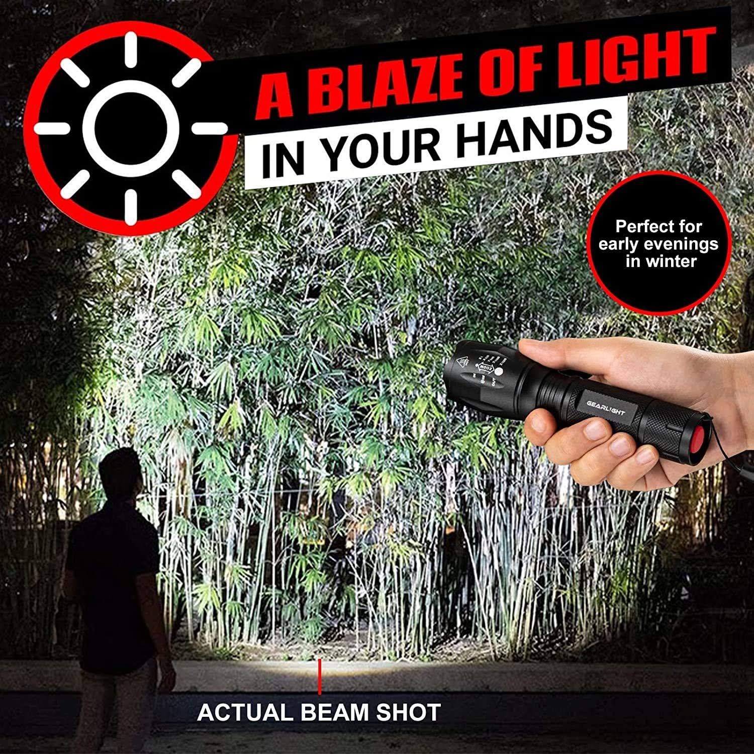 GearLight LED Tactical Flashlight S1000 [2 Pack]- High Lumen, Zoomable, 5 Modes