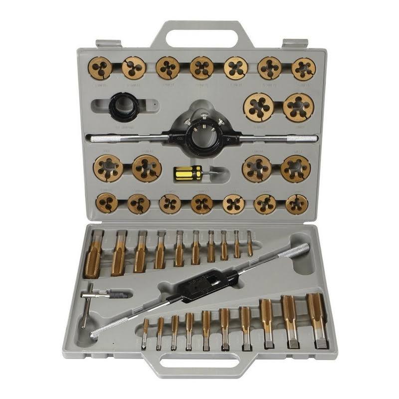 Pittsburgh 61410 45 PC Titanium Nitride Coated Alloy Steel Metric Tap & Die Set