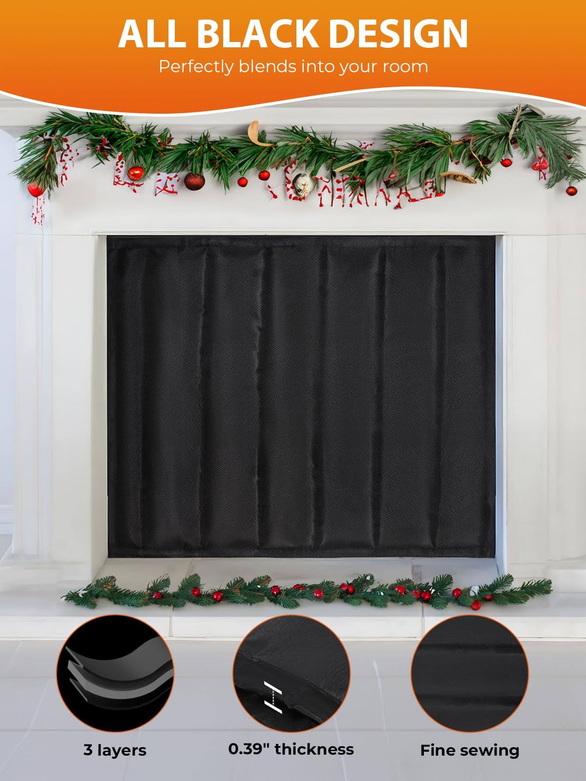 Thmomex Magnetic Fireplace Cover, Indoor Fireplace Blanket Keep Drafts Out Stop Heat Loss Save Energy Fireplace Stove Draft Stopper Chimney Cover