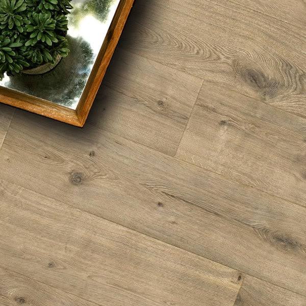 Pergo Defense+ Anderson Oak 14 mm T x 7.4 in. W Waterproof Laminate Wood Flooring (17.2 sqft/case)