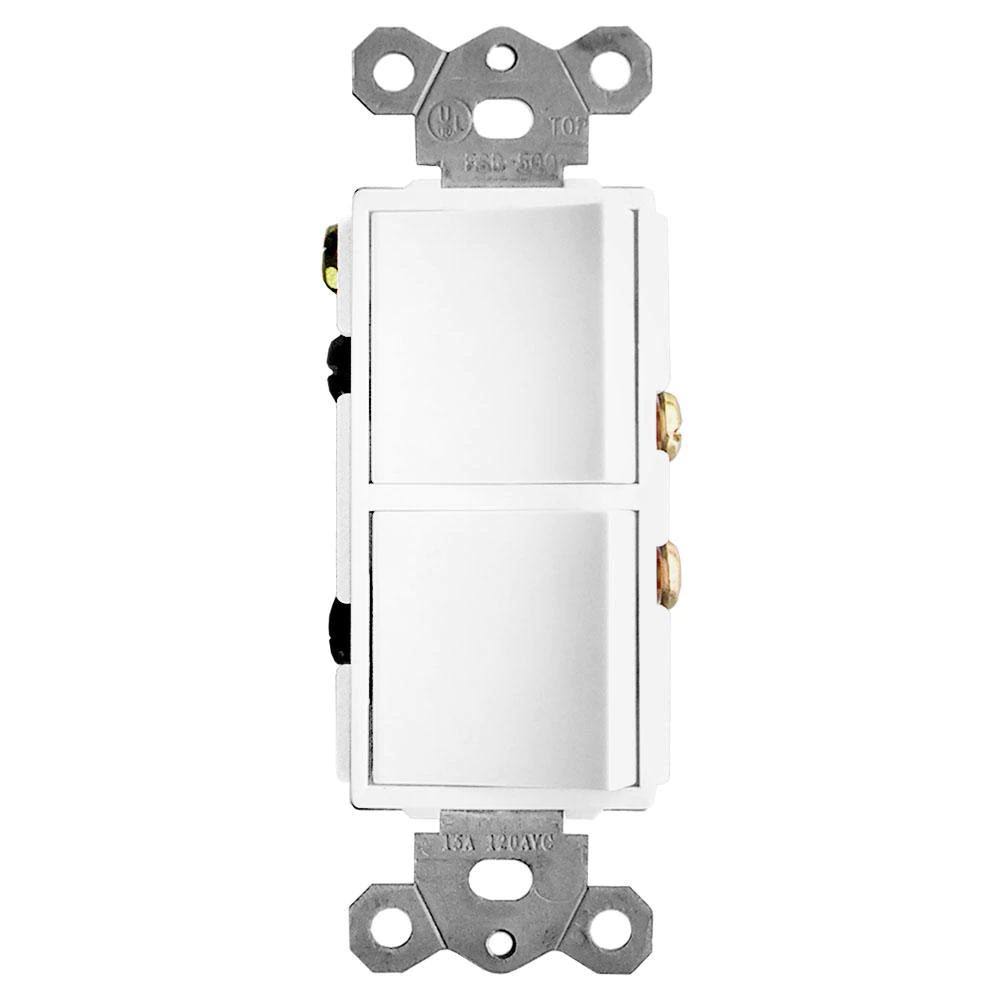 National Brand Alternative 2-Function Rocker Combination Switch in White (120-Volt 15 AMP(X2)) FSR-500-W7