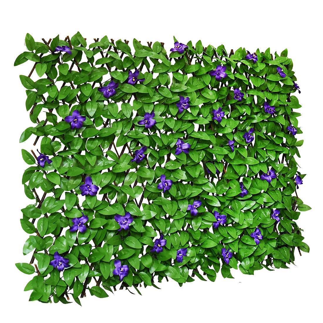 GLANT Expandable Fence Privacy Screen for Balcony Patio Outdoor,Decorative Faux Ivy Fencing Panel,Artificial Hedges (Single Sided Leaves) (2, Purple