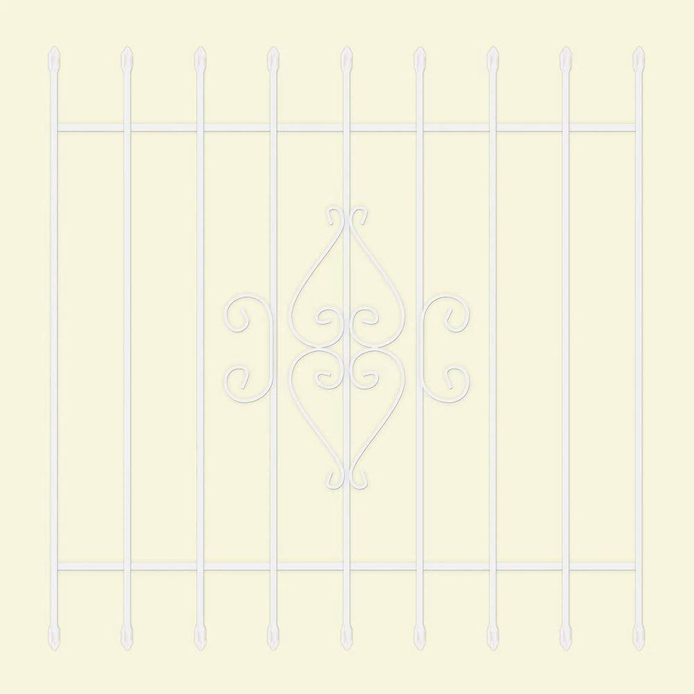 Unique Home Designs 48 in. x 48 in. Su Casa White 9-Bar Window Guard